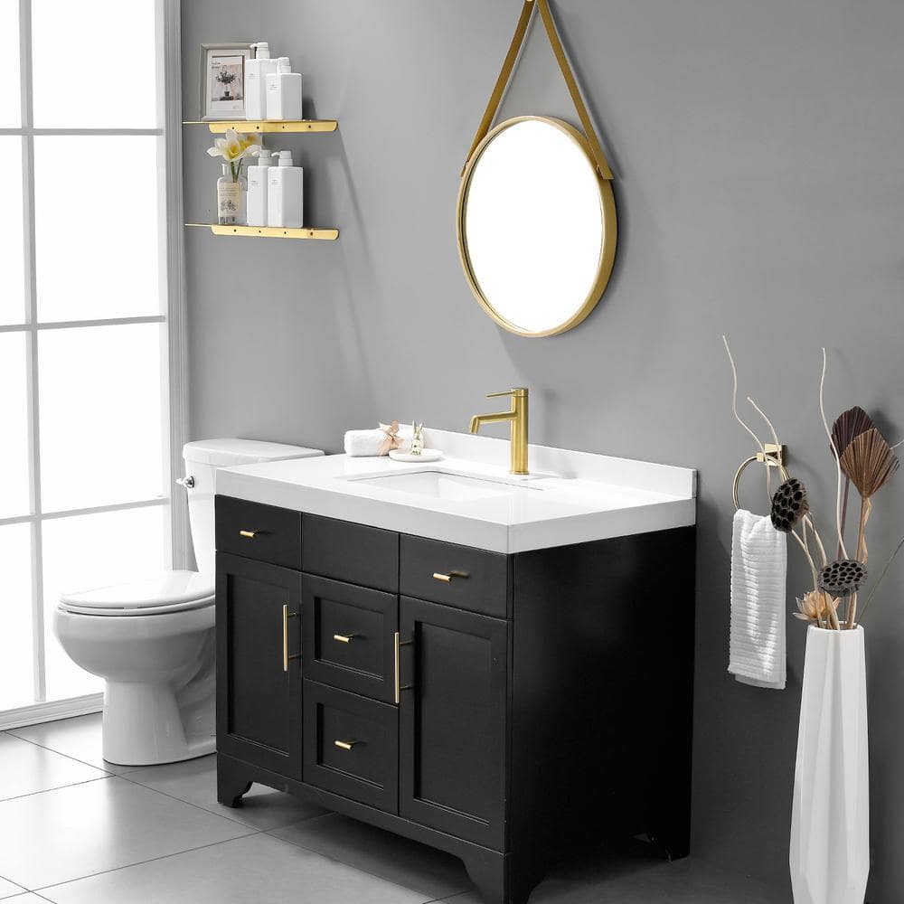 Brushed Gold Single Handle Brass Bathroom Faucet with Pop-up Drain