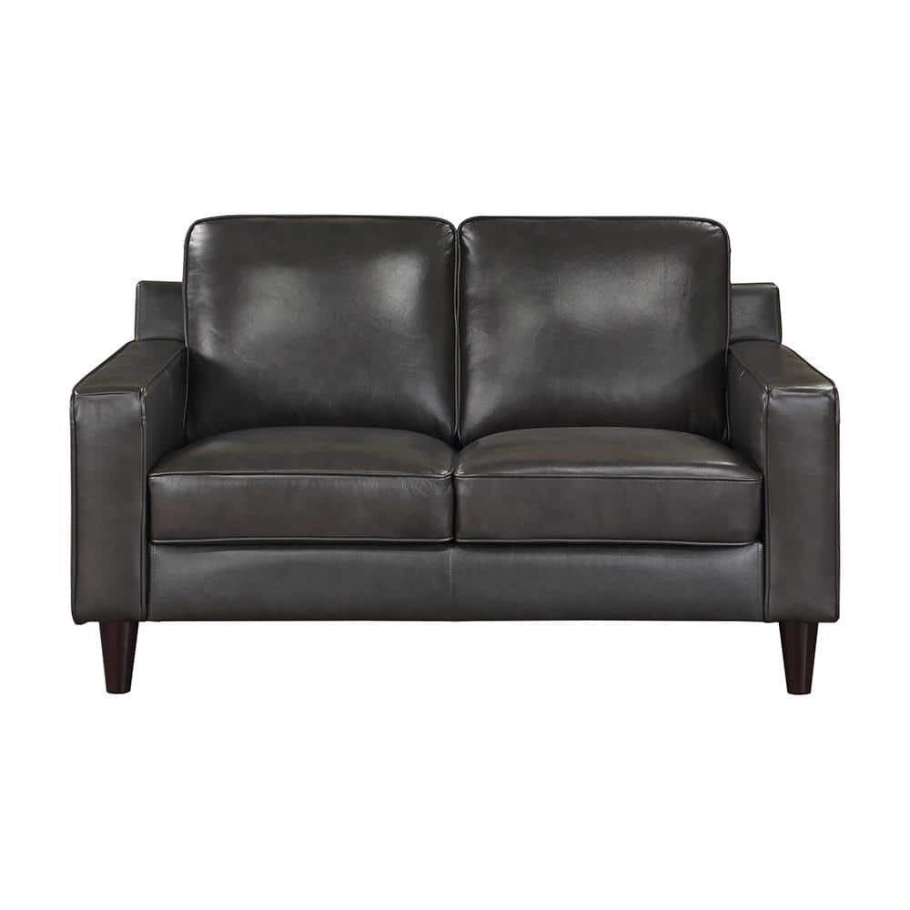 Solaris 59.5 in. W Gray Leather Loveseat