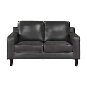 Solaris 59.5 in. W Gray Leather Loveseat