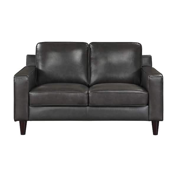 Lazzara Solaris 59.5 in. W Gray Leather Loveseat