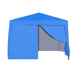 10 ft. W x 10 ft. L Outdoor Pop Up Gazebo Canopy Tent with 2-Pcs Removable Sidewall, 4-Pcs Sand Bag and Carry Bag-Blue
