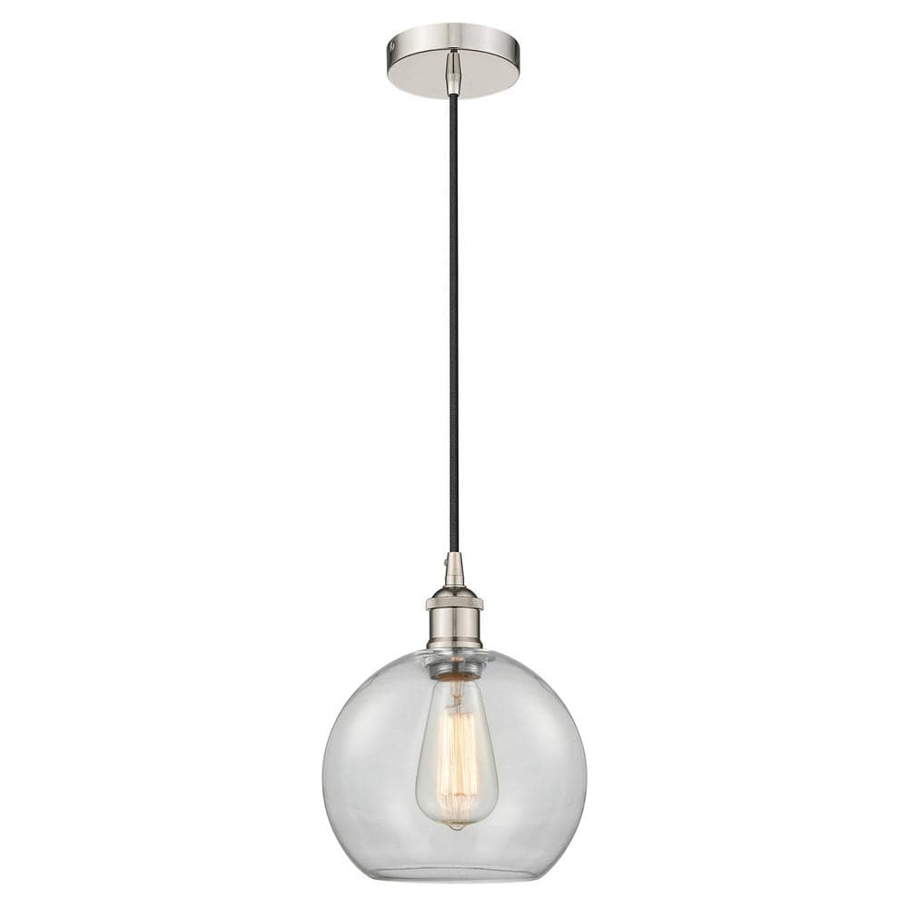 Athens 60-Watt 1-Light Polished Nickel Standard Mini Pendant Light with Clear Glass Shade, No Bulbs Included price history on PriceWatchPro