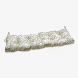 Floral Rectangular Outdoor Bench Cushion in White