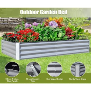 8 ft. x 4 ft. x 1 ft. Sliver Galvanized Steel Rectangular Outdoor Raised Garden Bed