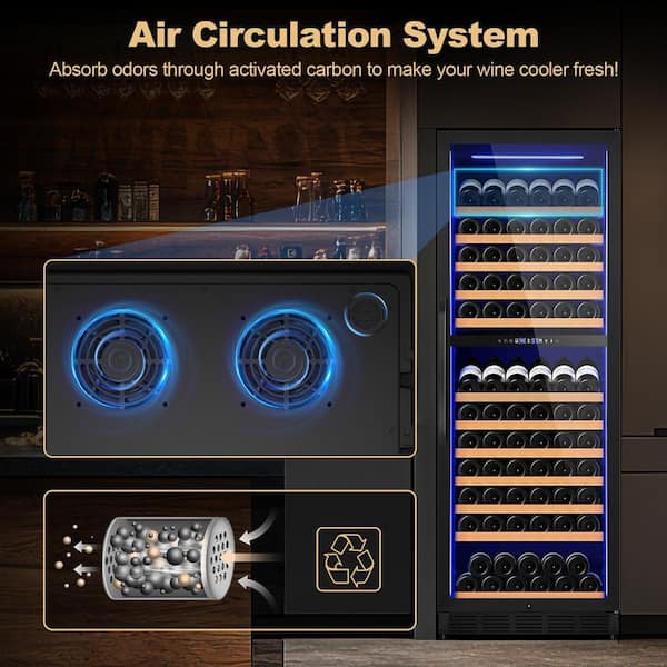 SOZT 23.54 in. Dual Zone Cellar Cooling 154-Bottles Wine Cooler