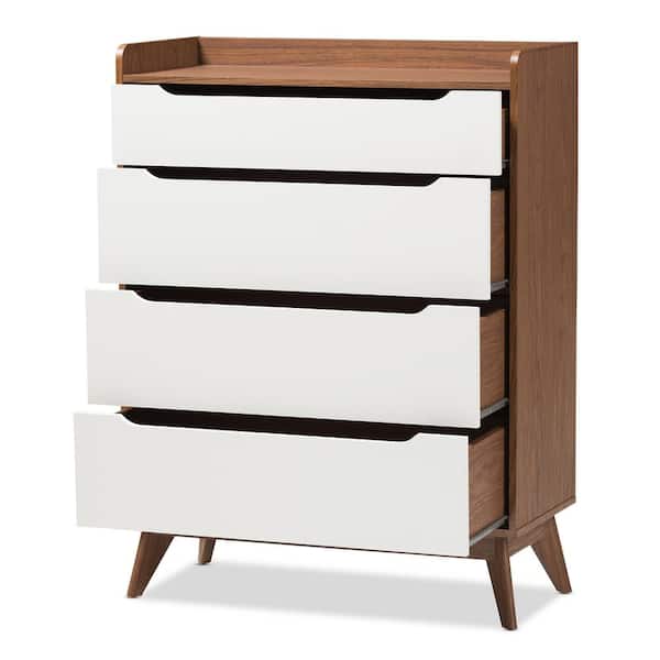 Baxton Studio Brighton 4 Drawer White and Brown Chest 28862 7495