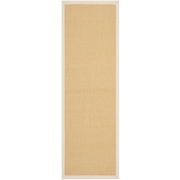 SAFAVIEH Natural Fiber Maize/Wheat 3 ft. x 22 ft. Border Runner Rug ...