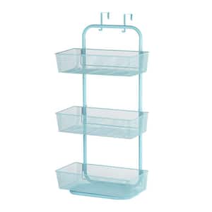 3-Layer Mesh Basket Hanging Storage Cabinet Door Storage Cabinet Storage Bag (Water Blue)