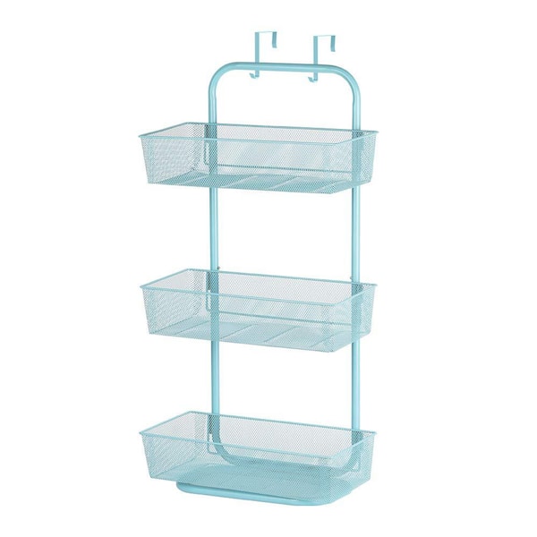 Oumilen 3-Layer Mesh Basket Hanging Storage Cabinet Door Storage Cabinet Storage Bag (Water Blue)