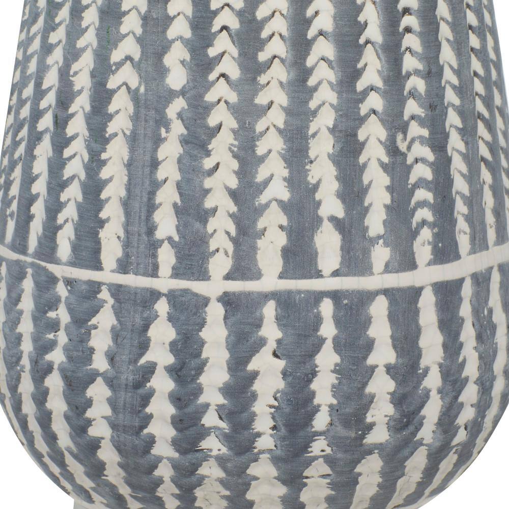 10" White and Gray Ceramic Novelty Table Vase