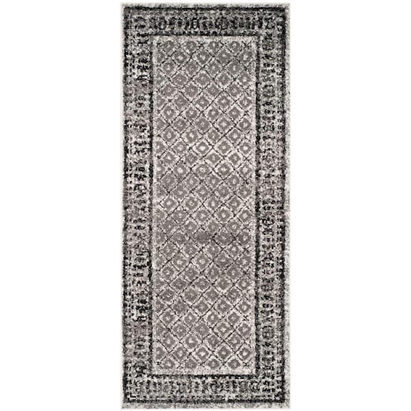 Adirondack Ivory/Silver 3 ft. x 6 ft. Border Geometric Runner Rug