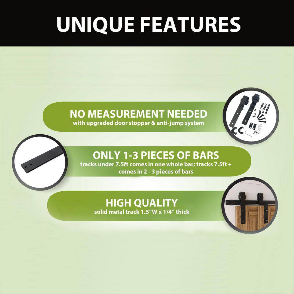 Rustic Black Double Bypass Sliding Barn Door Hardware Kit