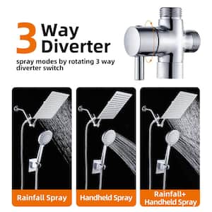Rainfull 5-Spray Patterns 8 in. Wall Mount Dual Shower Heads and Handheld Shower Head in Chrome