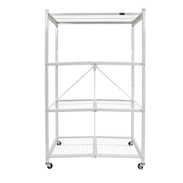 Origami 21 in. x 36 in. 60 in. Wheeled 4-Shelf Folding Steel Wire