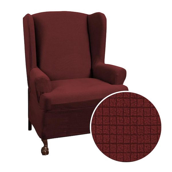 Zenna Home Reeves Stretch Red Wing Chair Slipcover (1-Piece)