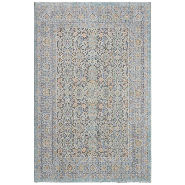 Provance 4 ft. x 6 ft. Blue/Green Border Oriental Area Rug