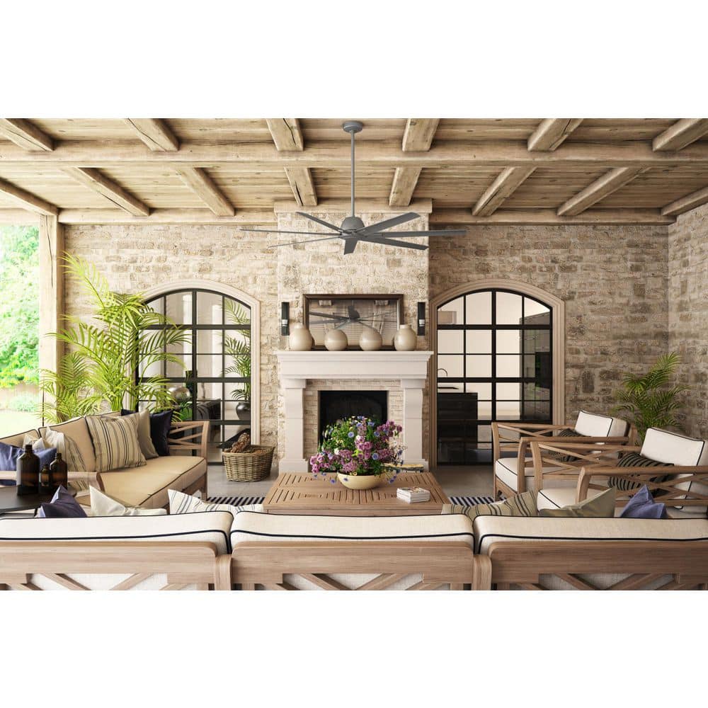 Downtown 72" Matte Silver 7-Blade Ceiling Fan with Remote