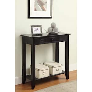American Heritage 32 in. Black Standard Rectangle Wood Console Table with Drawers