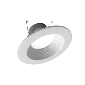 DLR Series 5-6 in. White Baffle 3000K High-Output Integrated LED Recessed Retrofit Downlight Trim, Remodel, Dimmable