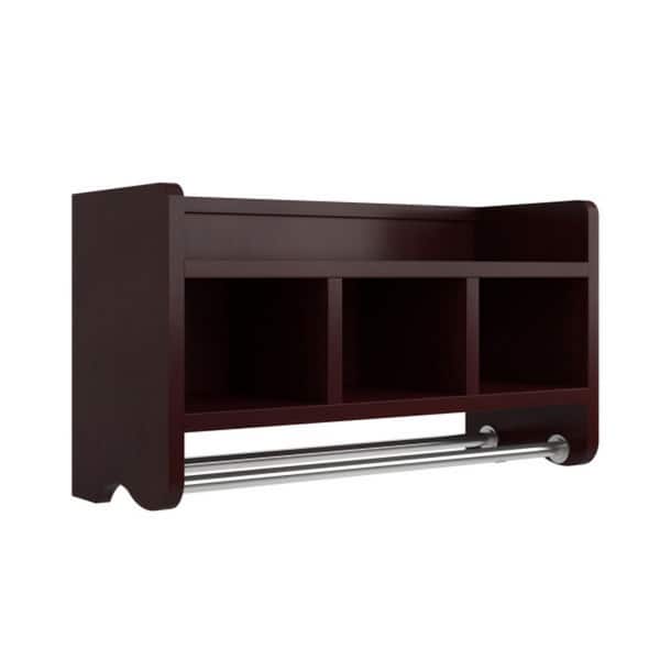 Alaterre Furniture 25 in. W Bath Storage Shelf with Towel Rod in Espresso