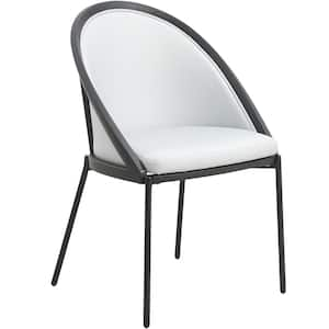 Urbane Modern Dining Chair, Contemporary Upholstered Kitchen Room Accent Side Chair with Metal Legs (White)