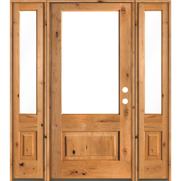 Greatview Doors 36-in x 80-in Wood 3/4 Lite Left-Hand Inswing Mahogany  Unfinished Prehung Single Front Door Solid Core