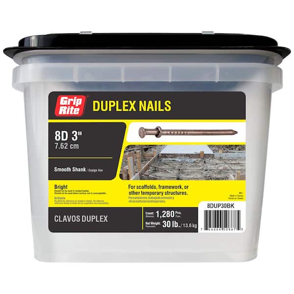 Grip-Rite #10-1/4 x 2-1/4 in. 8-Penny Bright Steel Duplex Nails (30 lbs.-Pack)