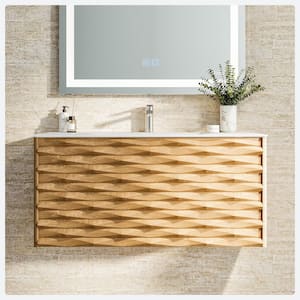 Oahu 32 in. W Solid Wood Bathroom Vanity in Oak With White Acrylic Top with White Sink