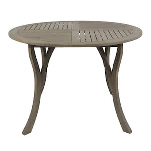 Hermosa Gray Round Wood Outdoor Patio Dining Table