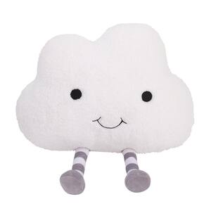 White Cloud with Embroidered Eyes and Smile Grey White Striped Legs 5 in. L x 14.75 in. W Throw Pillow