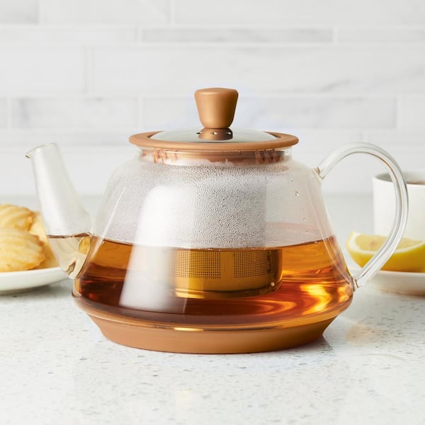 Glass Teapot High Temperature Glass Kettle Tea Set Wooden Handle Double  Layer Filter Tea Infuser Household Kitchen Container