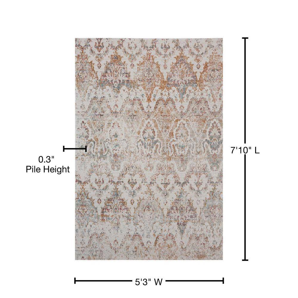 Reversible Blue Synthetic 94"x63" Easy-Care Area Rug