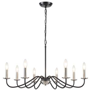 Aretzy 8-Light Black/Nickel Dimmable Classic Candle Rustic Farmhouse Chandelier for Kitchen Island with No Bulb Included