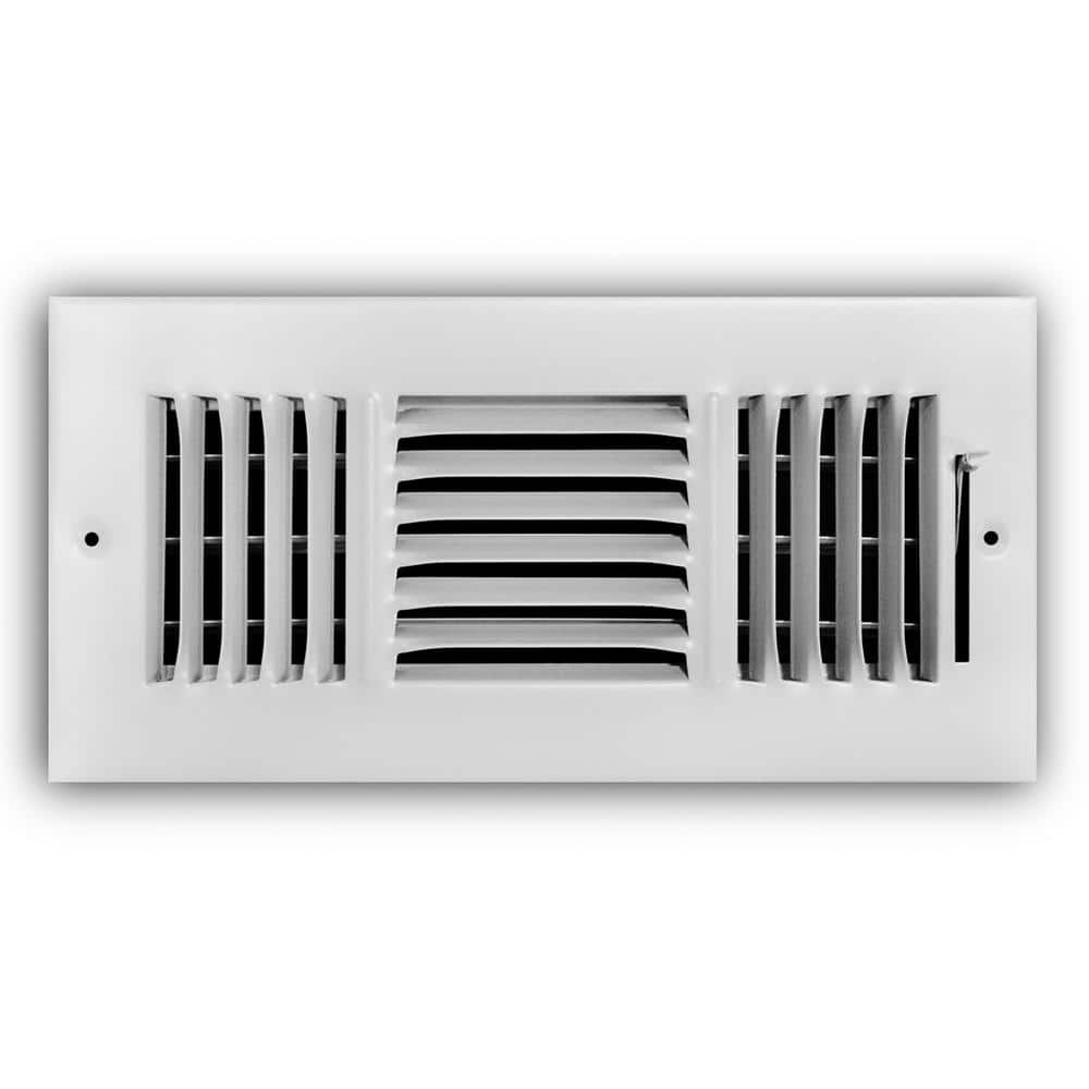 10 in. x 4 in. 3-Way Steel Wall/Ceiling Register in White (2 Pack)