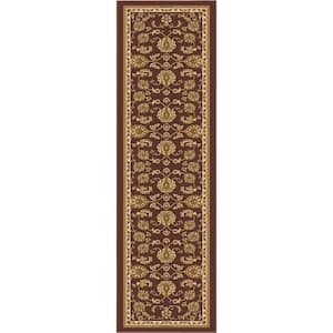 Black Brown 2 ft. x 7 ft. Kings Court Tabriz Floral Traditional Oriental Runner Area Rug