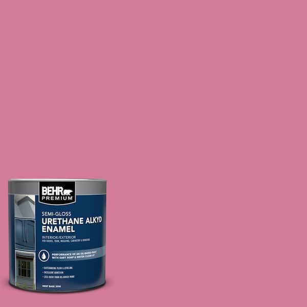 1 qt. #P130-5 Little Bow Pink Semi-Gloss Enamel Urethane Alkyd Interior/Exterior Paint