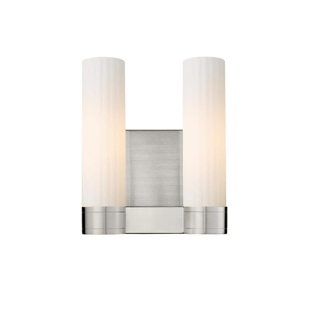 Empire 10.5 in. 2-Light Satin Nickel Wall Sconce with Glass Shade price history on PriceWatchPro