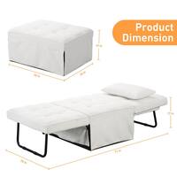 Unbranded 4 in-1 71 in. W Beige Folding Sherpa Fabric Twin Size Sofa Bed Convertible Chair Ottoman F-RX022PFBE