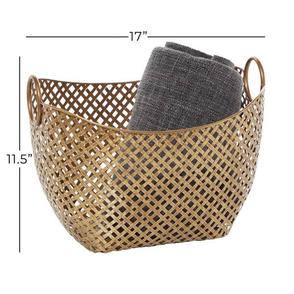 Plastic Woven Basket with Handles - Large