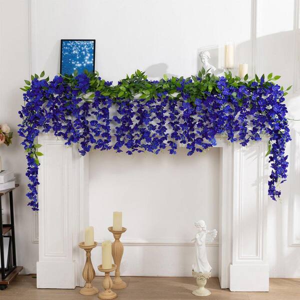 86.6 in. Royal Blue Indoor/Outdoor Artificial Wisteria Hanging