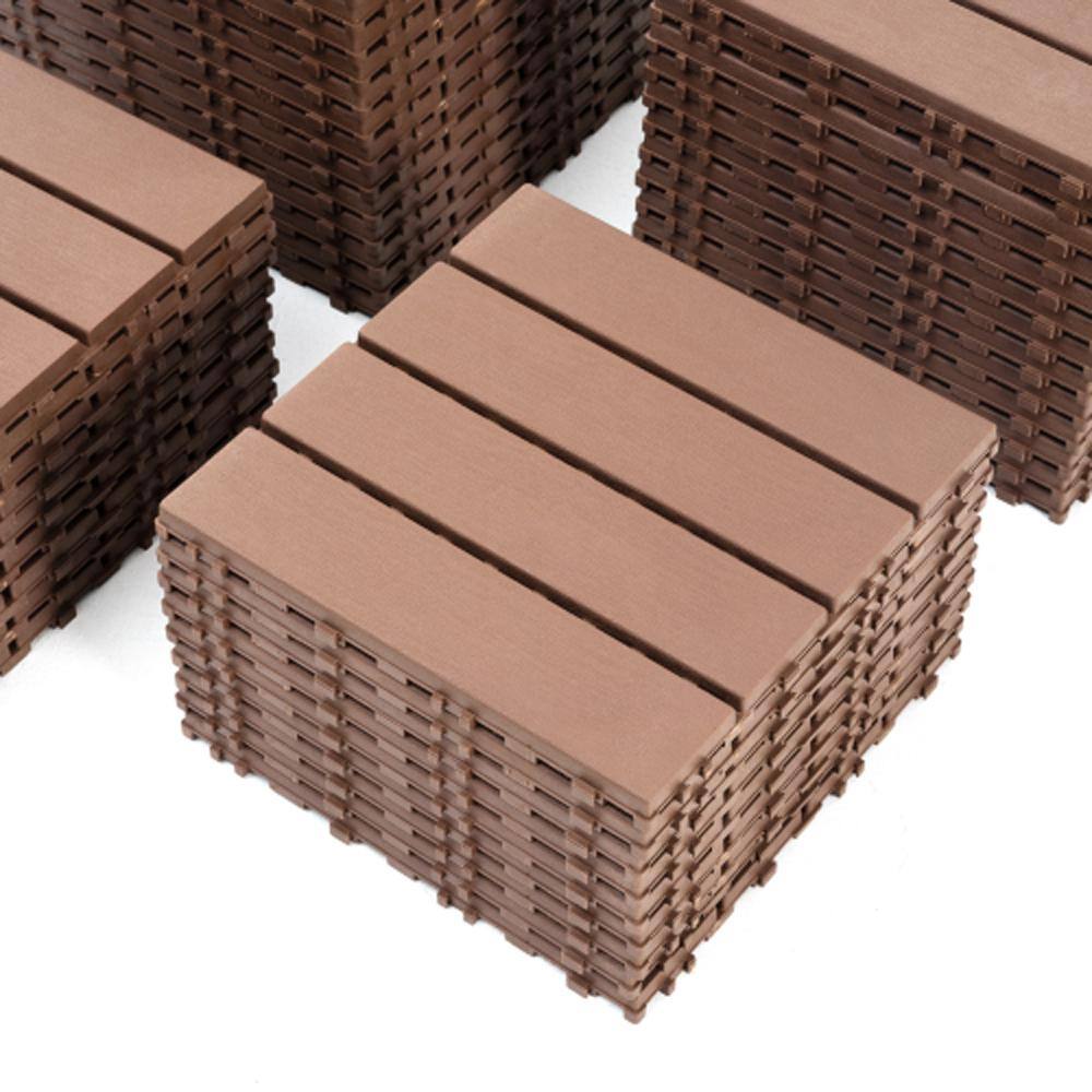 44-Pack 11.8 in. Outdoor Plastic Interlocking Patio Deck Tiles All Weather 