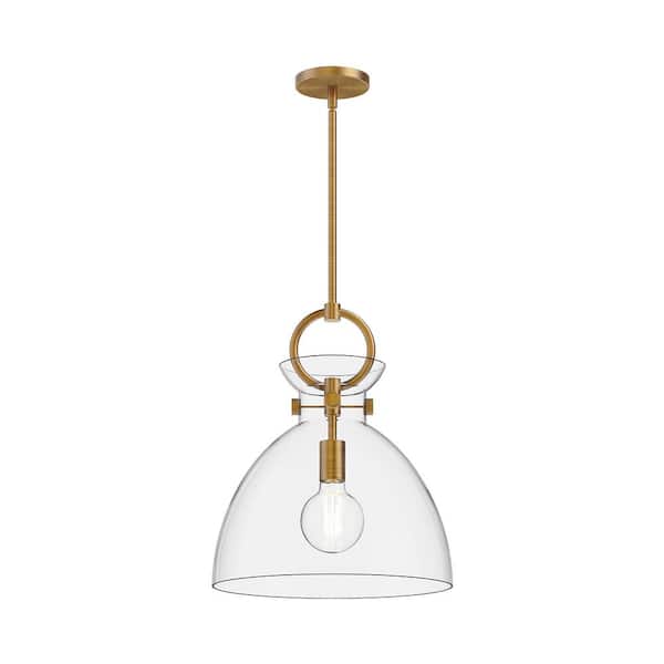 ALORA MOOD Waldo 14 in. 1 Light 60-Watt Aged Gold/Clear Pendant Light