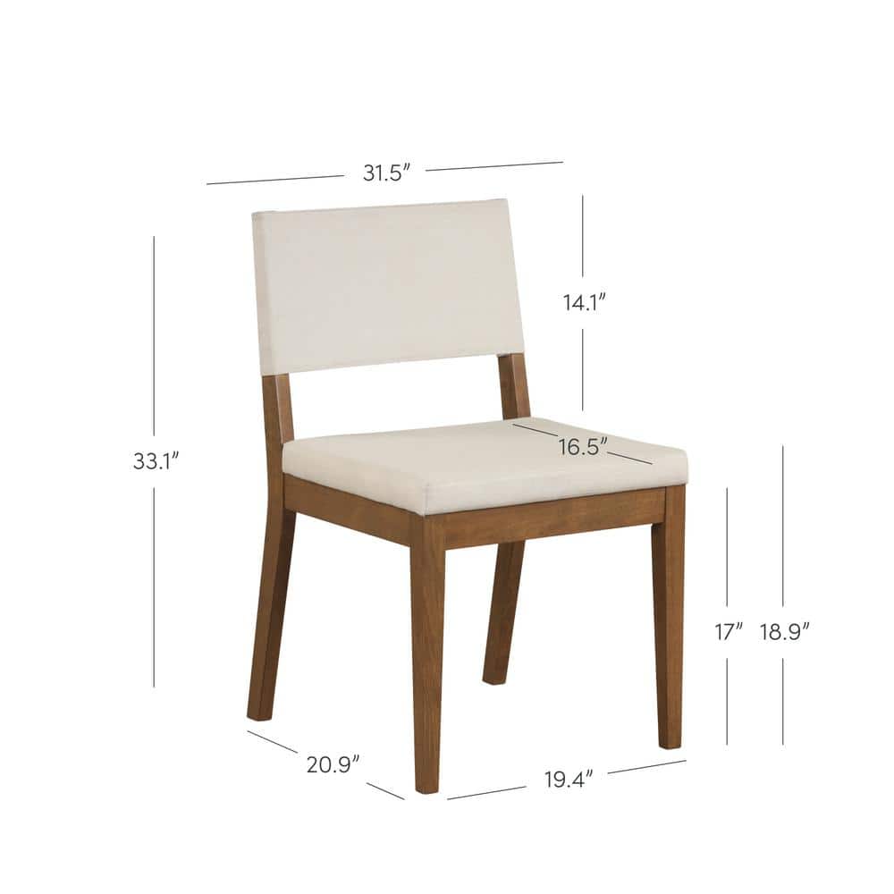 Linus Modern Upholstered Side Chair with Dark Brown Wood Frame