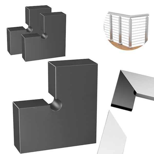 Afoxsos 3 Pack High Strength POM Flat Handrail Corner Connector for Rectangular Railing Cable Deck Stair