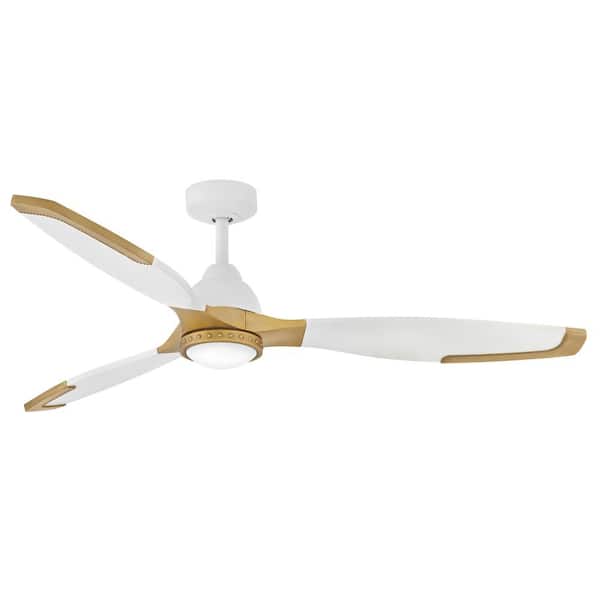 HINKLEY Aileron 60.0 in. Indoor/Outdoor Integrated LED Matte White Ceiling Fan with Remote Control