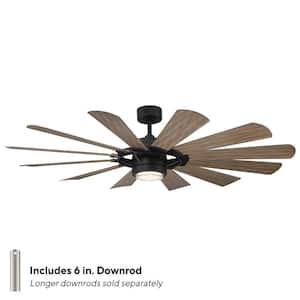 Wyndmill 65 in. Smart Indoor/Outdoor 12-Blade Ceiling Fan Matte Black Barn Wood with 3000K LED and Remote Control