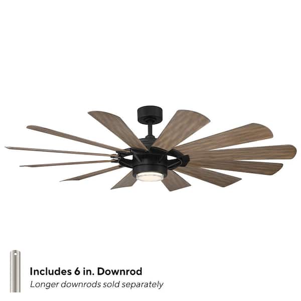 Wyndmill 65 in. Smart Indoor/Outdoor 12-Blade Ceiling Fan Matte Black Barn Wood with 3000K LED and Remote Control