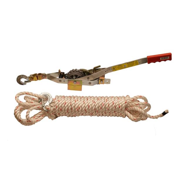 Maasdam Pow'R Pull 1,500 lb. 3/4 Ton Capacity 10:1 Leverage Rope Puller Come Along Tool with 50 ft. of Highway Approved Rope