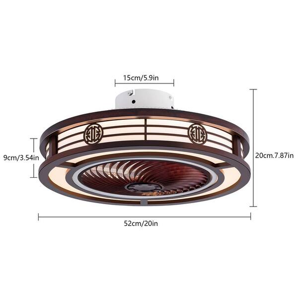 OUKANING 20 in. Integrated LED Indoor Reddish Brown Chinese