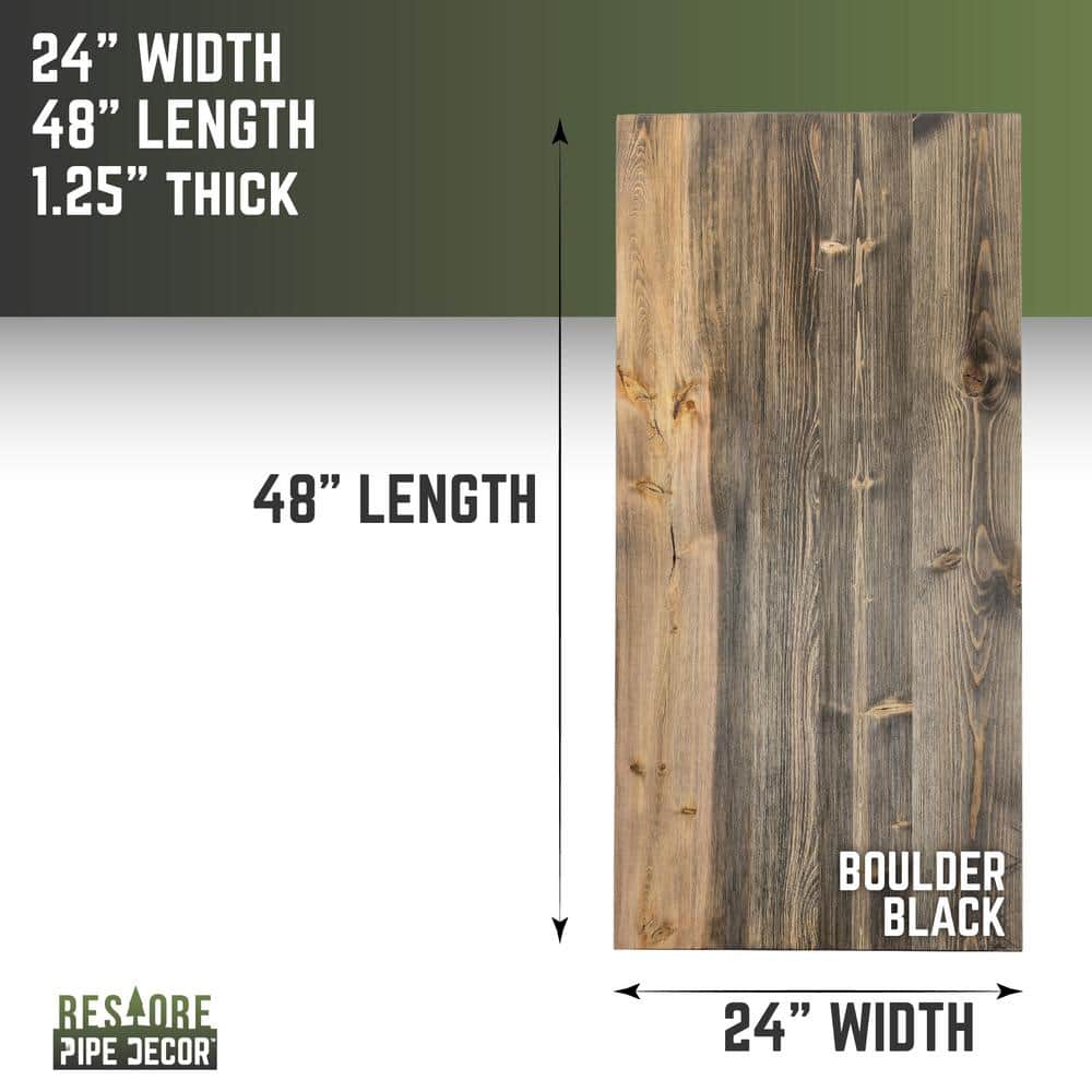 Boulder Black Hand-Stained Solid Wood Desk Top 24x48 inches